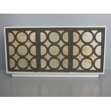 Linden 3 Door Cabinet in White/Gold/Black