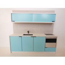 Efficiency Kitchen with Upper Cabinet in Blue