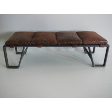Lex Bench in Brown Distressed Fabric and Black Base